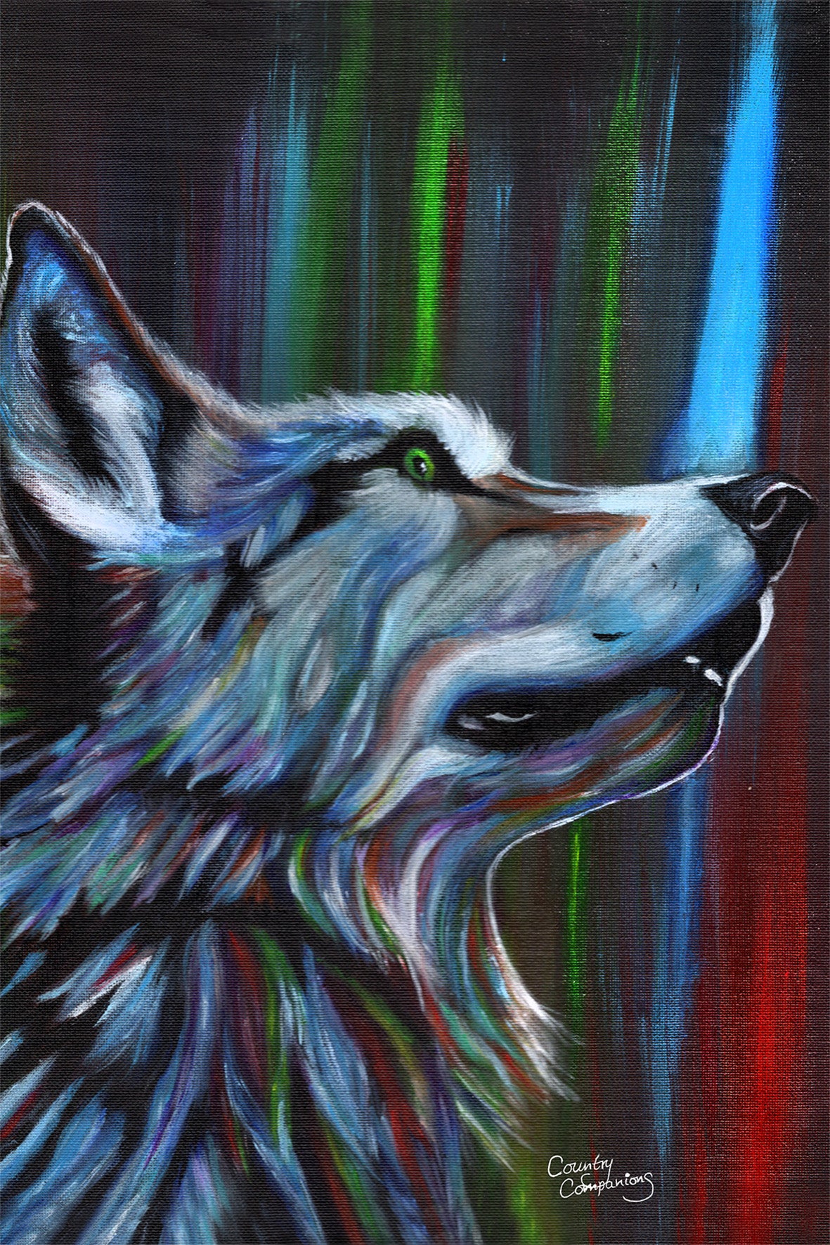 "Northern Lights" Wolf Print